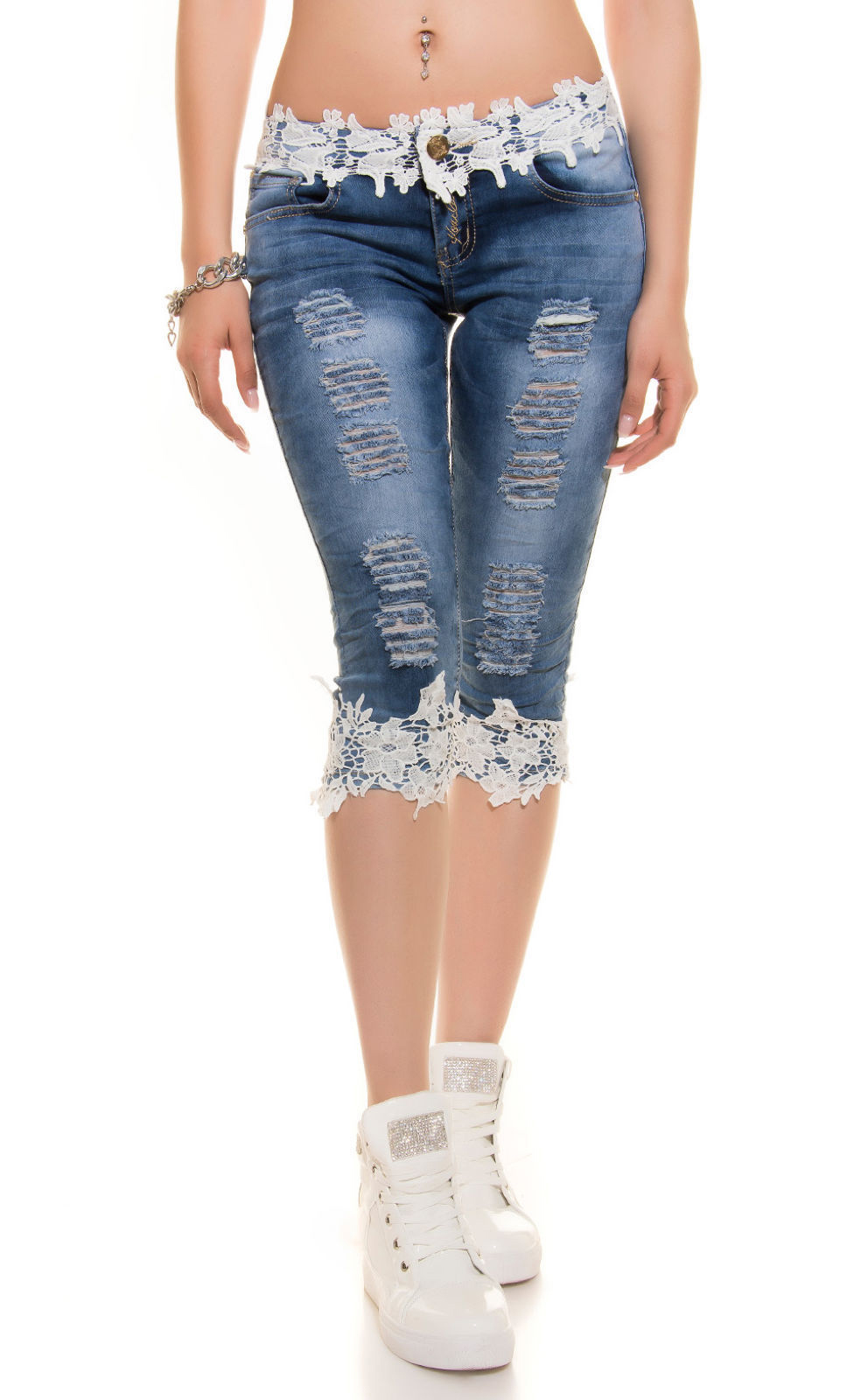 SZ60125-2 Кружевные брюки капри